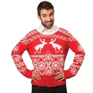 Pooping Moose Funny Ugly Christmas Sweater Thick Brand New XL
